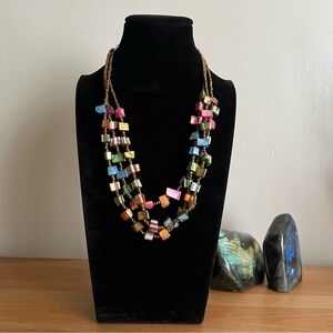 Dyed shell/MOP colorful multi-strand with bronze spacer- Boho beach